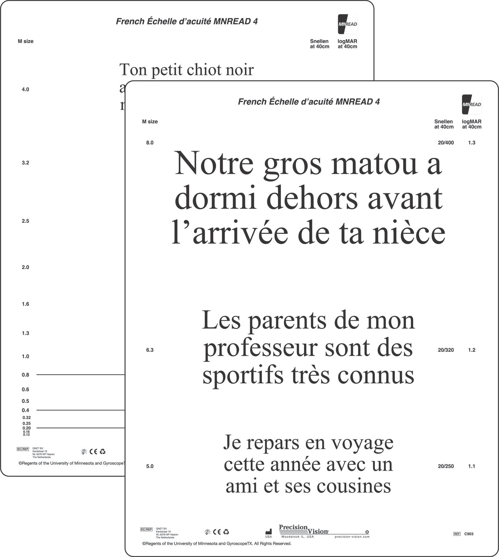 MNRead Chart - In Multiple Languages