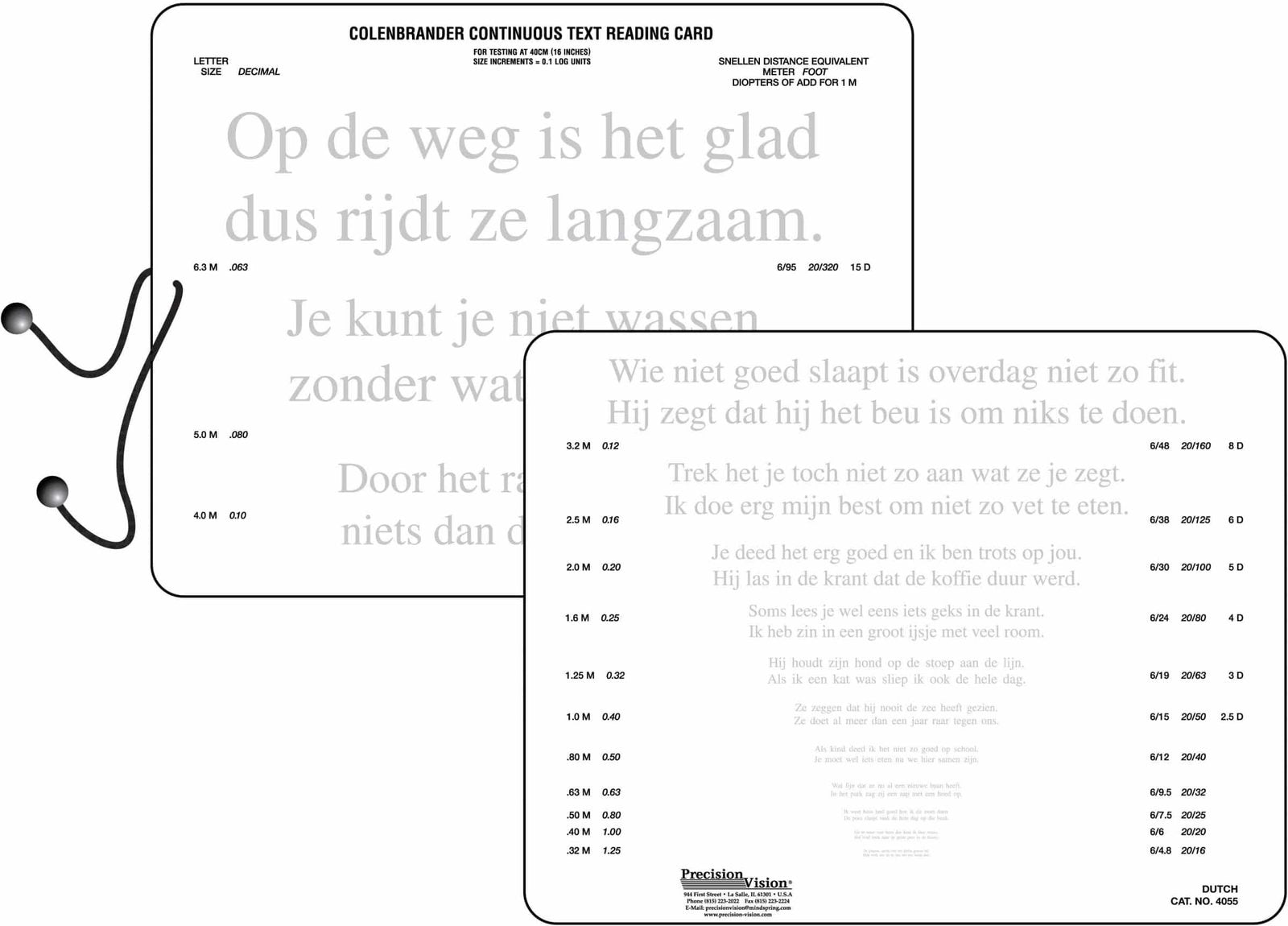Continuous Text Near Vision Card - In Multiple Languages
