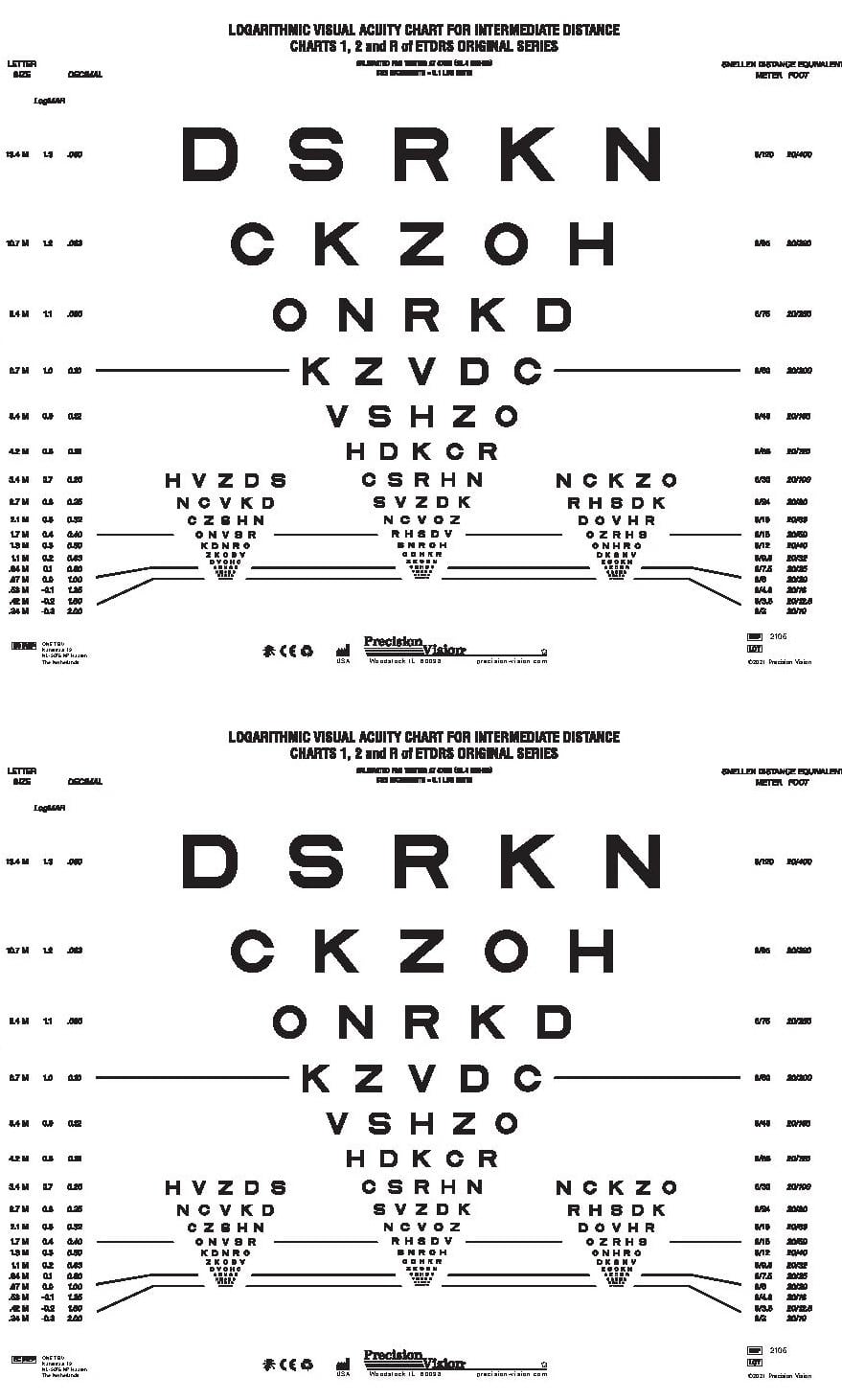 Near or Intermediate Vision Chart