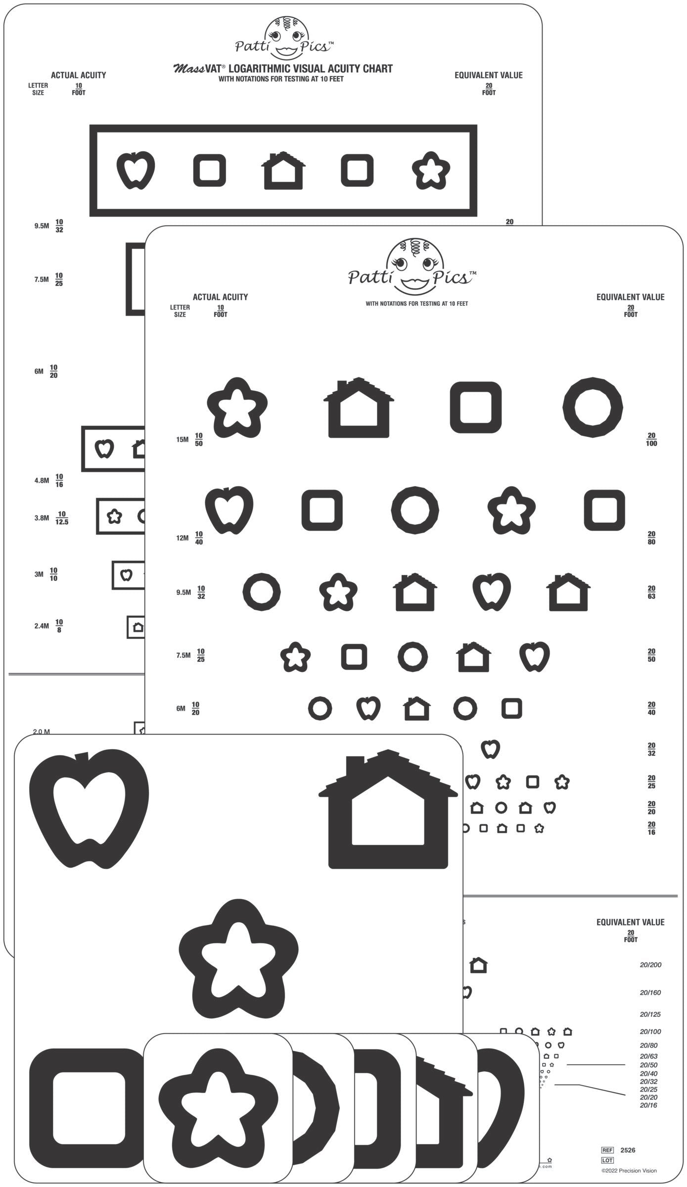 Patti Pics Double Sided Split MassVat Near Vision Eye Test Chart
