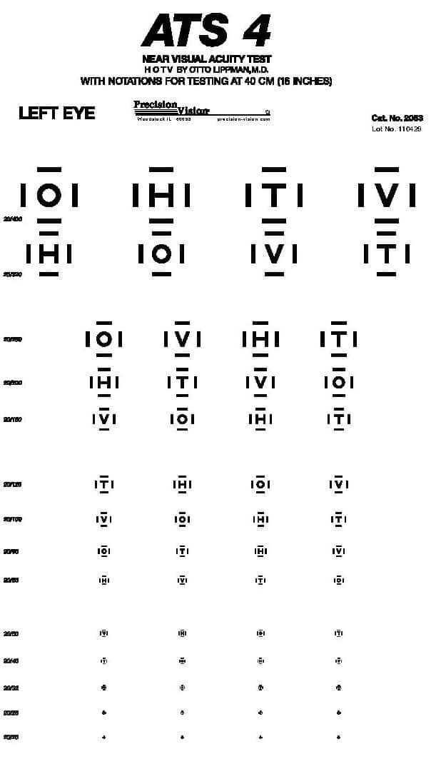 ATS 4 Near HOTV Visual Acuity Flip Book