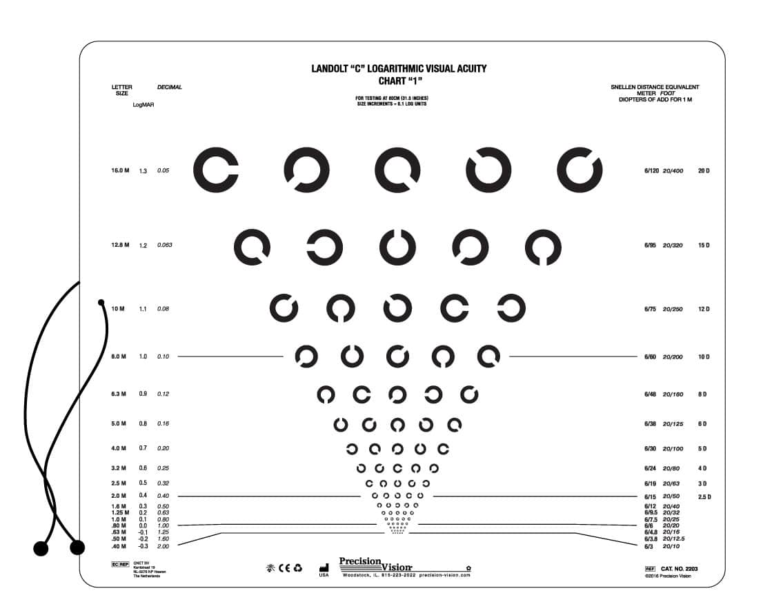 Near or Intermediate Vision Chart