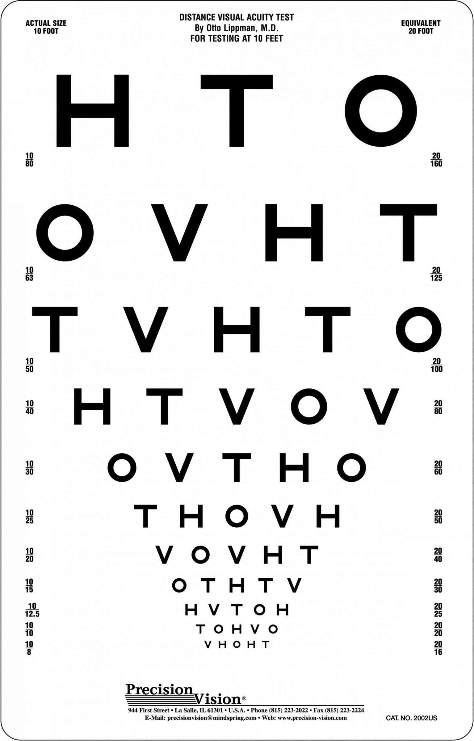 HOTV Visual Acuity Chart 10ft