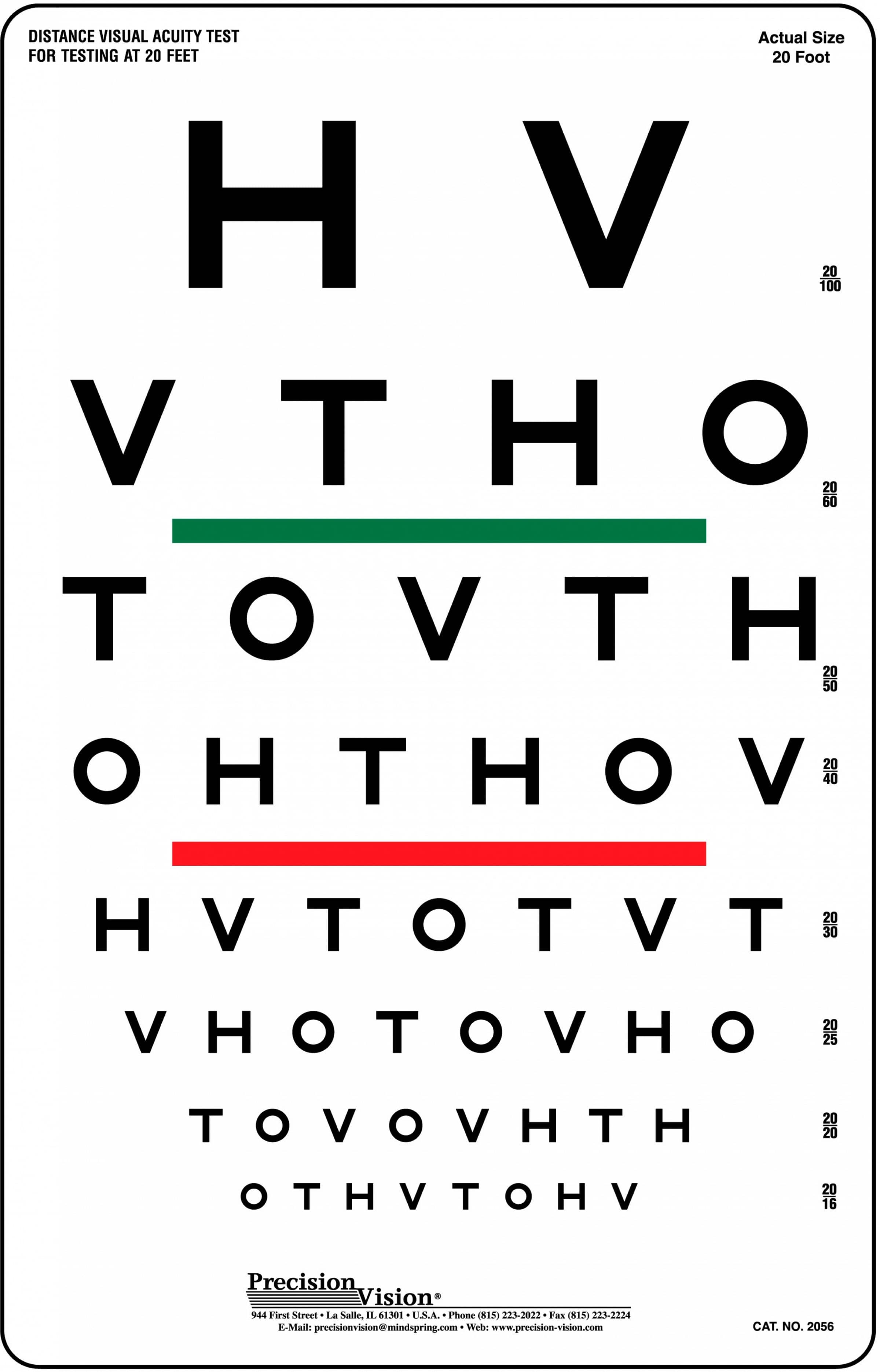 HOTV Visual Acuity Color Vision Chart Precision Vision