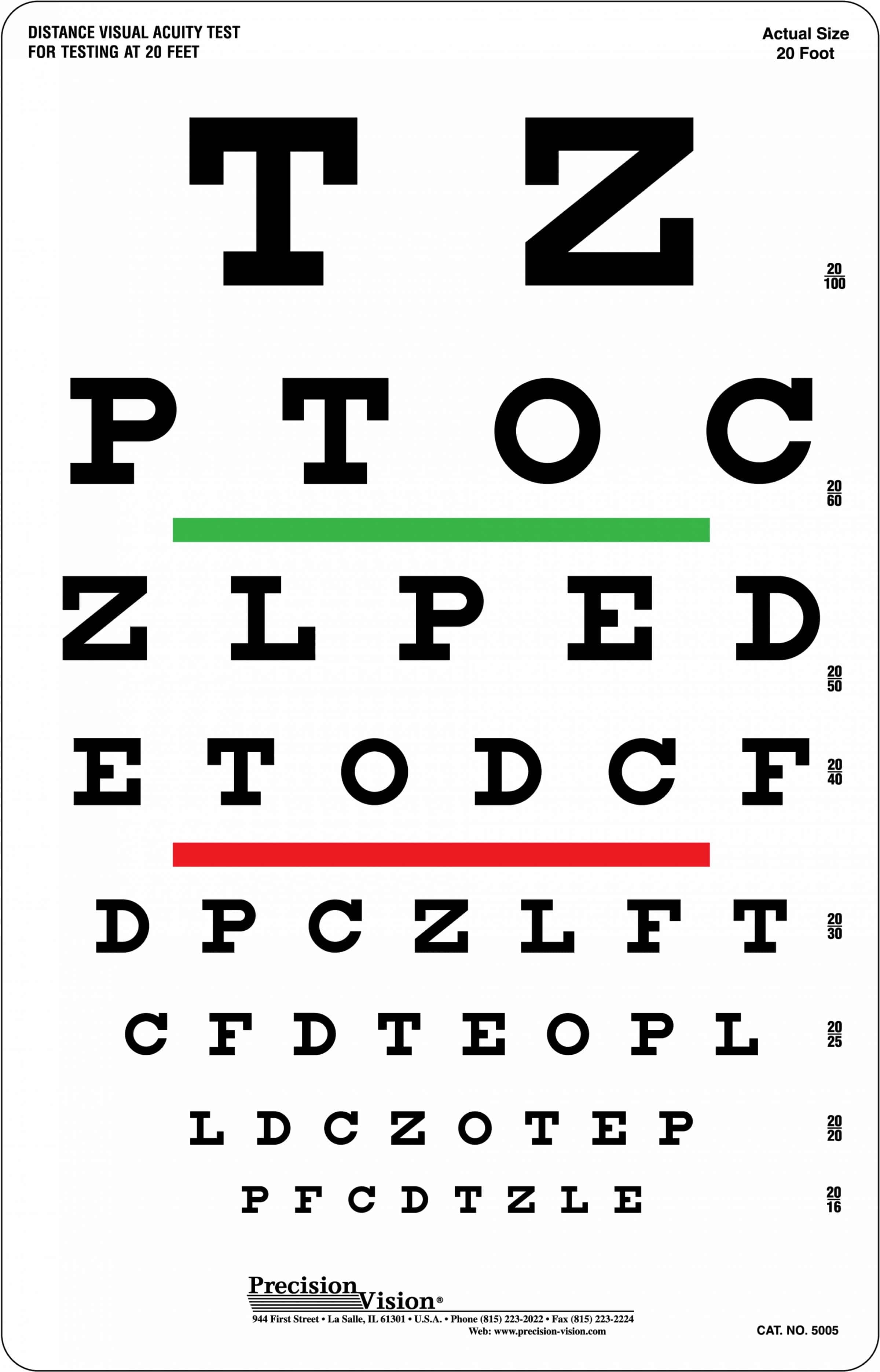 Snellen Eye Chart for Visual Acuity and Color Vision Test Precision