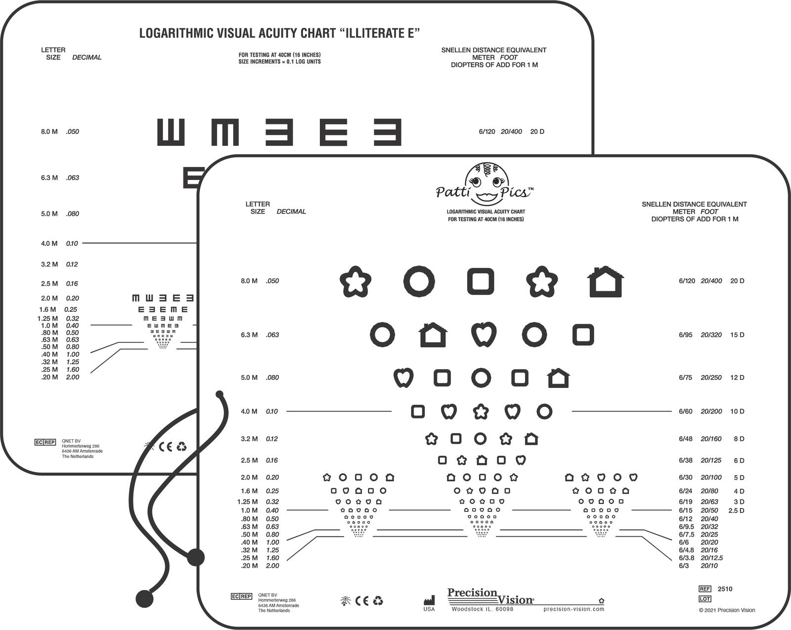 Patti Pics & Tumbling E Near Vision Chart