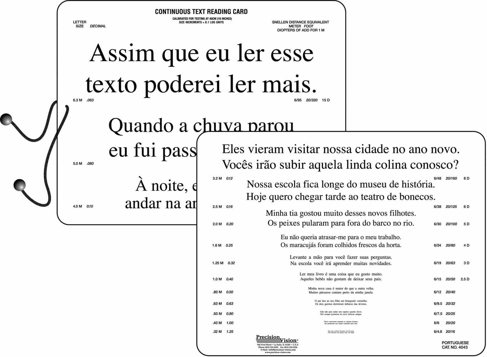 Colenbrander Reading Card (Near Vision, Standard Contrast)