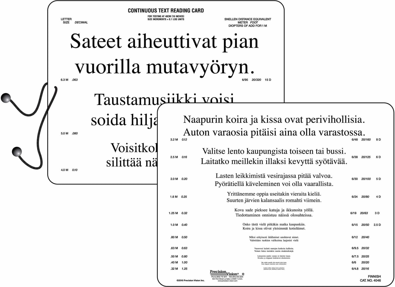 Colenbrander Reading Card (Near Vision, Standard Contrast)