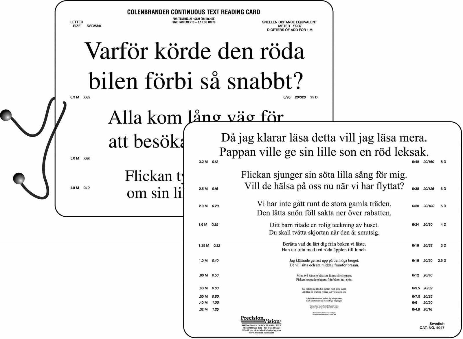 Colenbrander Reading Card (Near Vision, Standard Contrast)