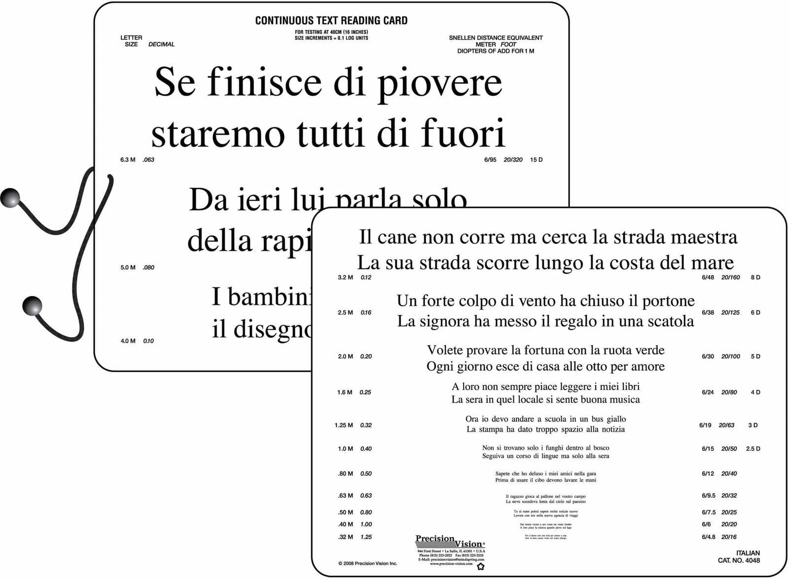 Colenbrander Reading Card (Near Vision, Standard Contrast)