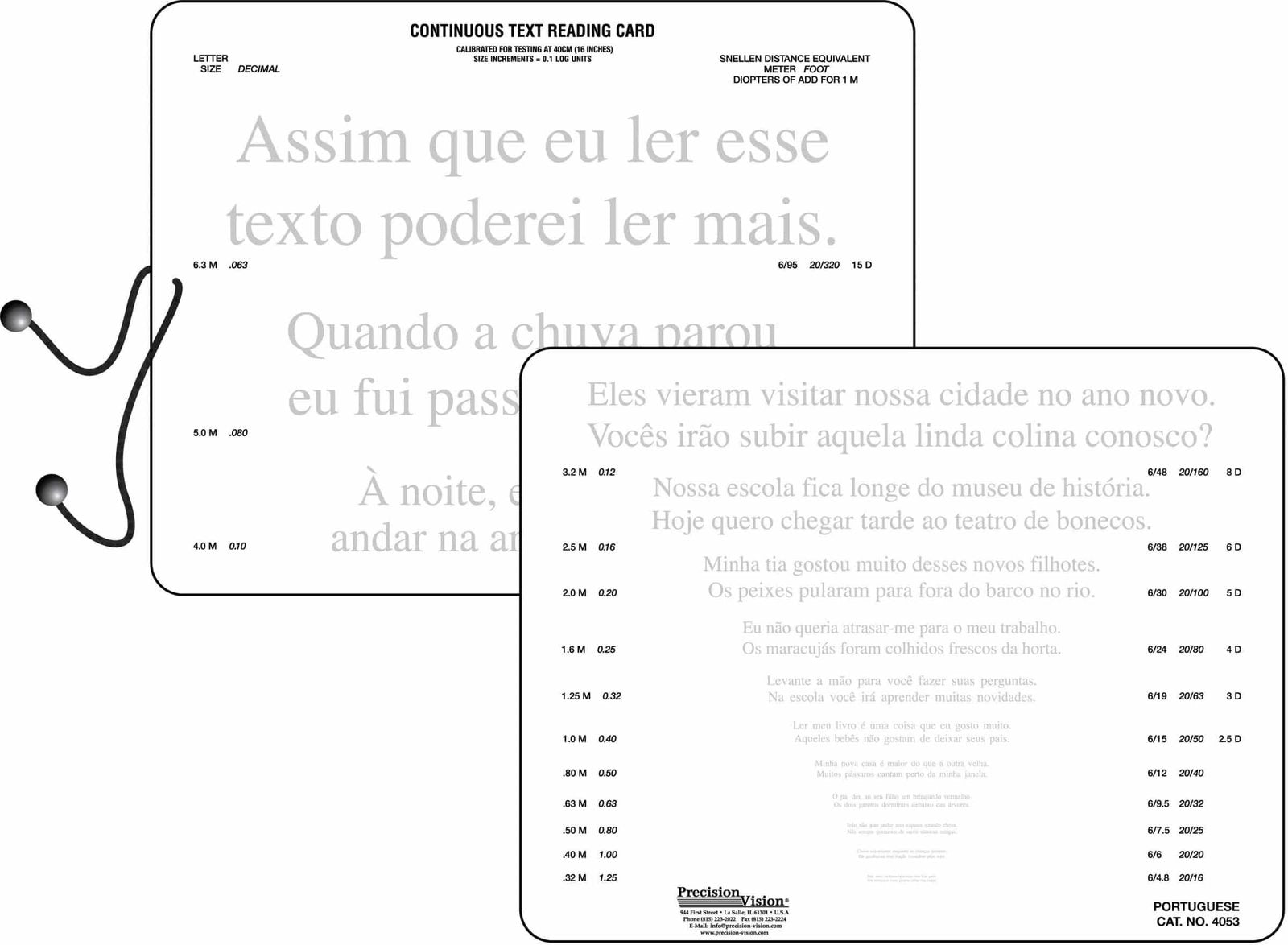 Continuous Text Near Vision Card - In Multiple Languages