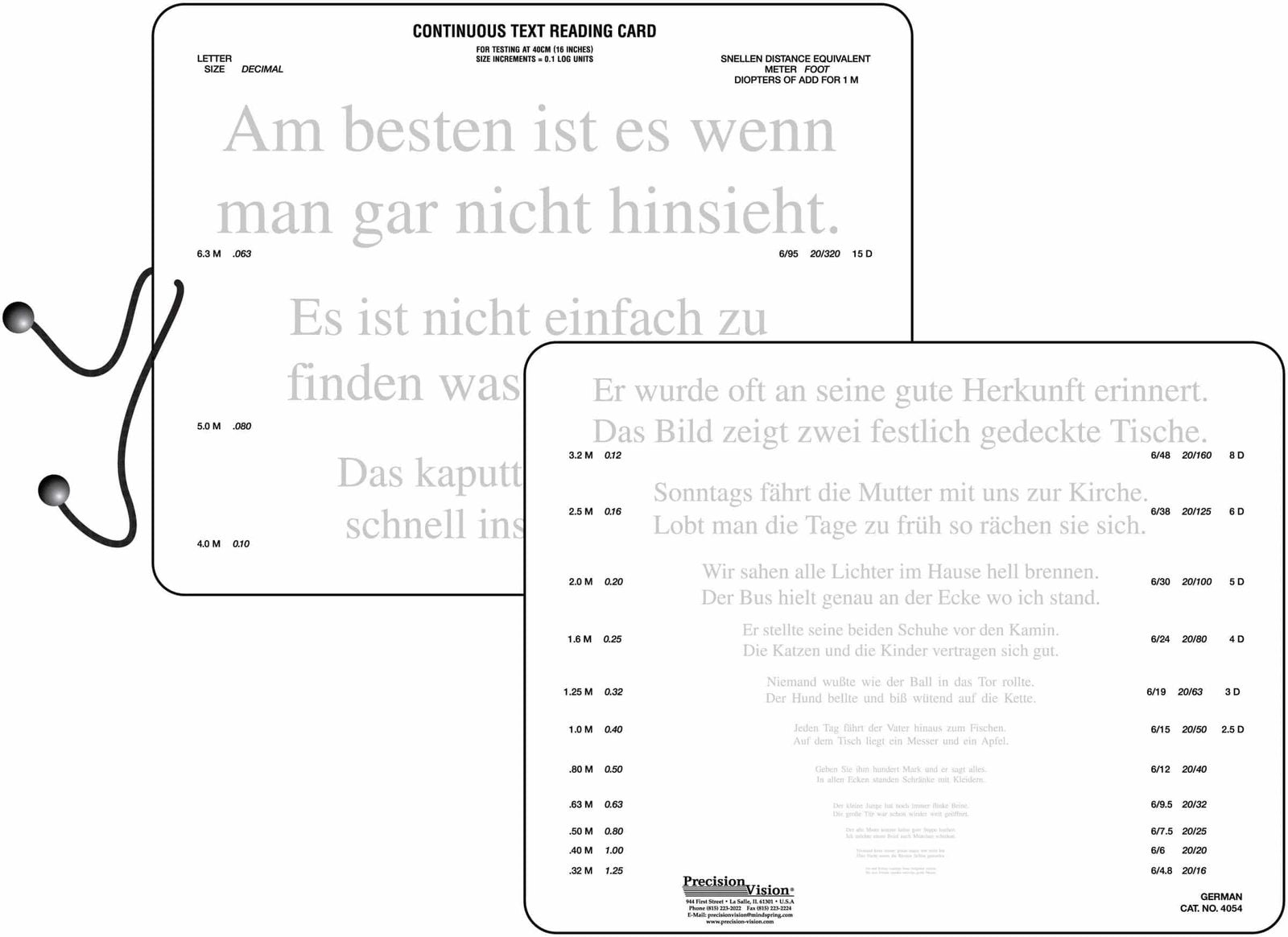 Continuous Text Near Vision Card - In Multiple Languages