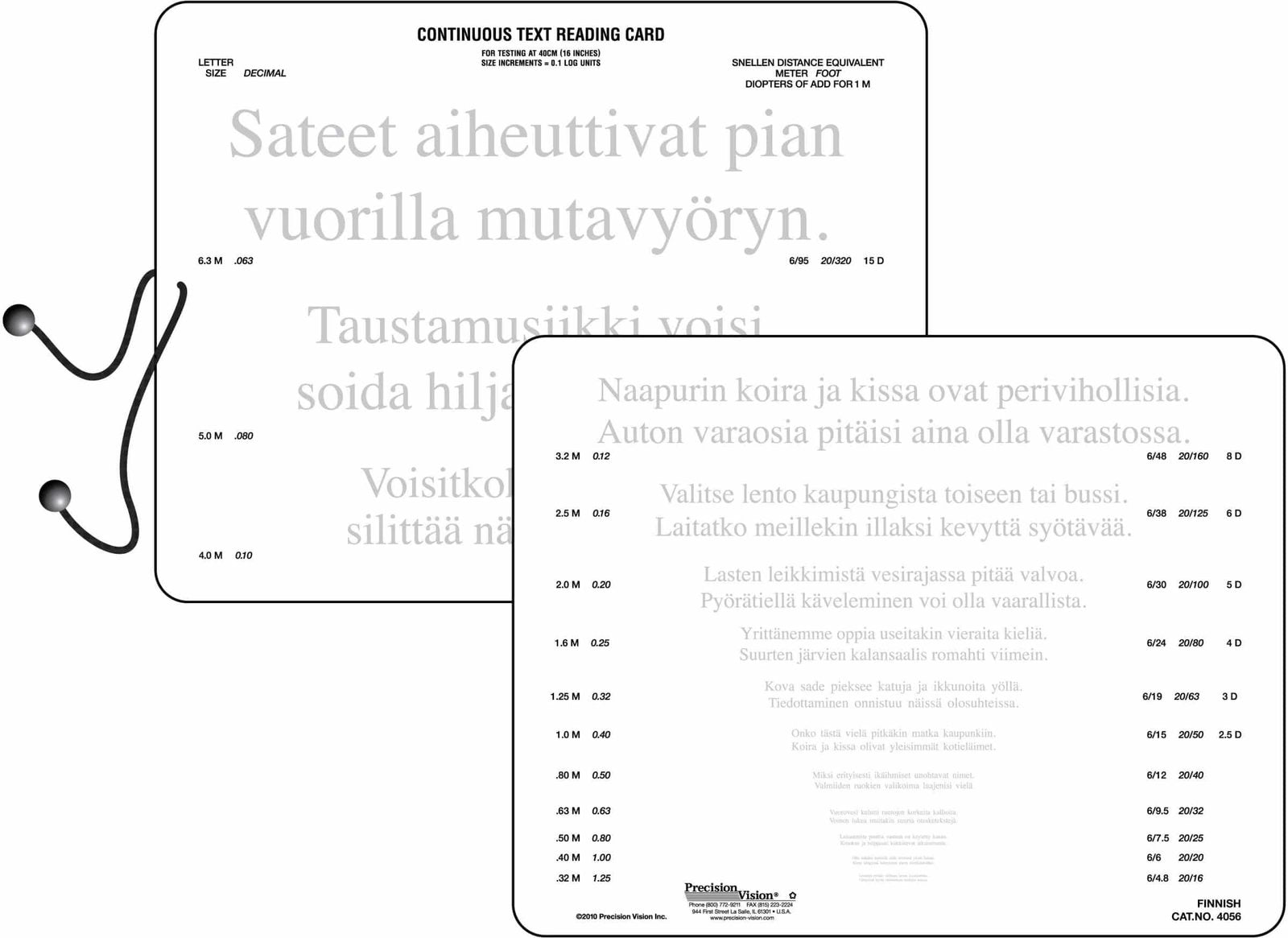 Continuous Text Near Vision Card - In Multiple Languages