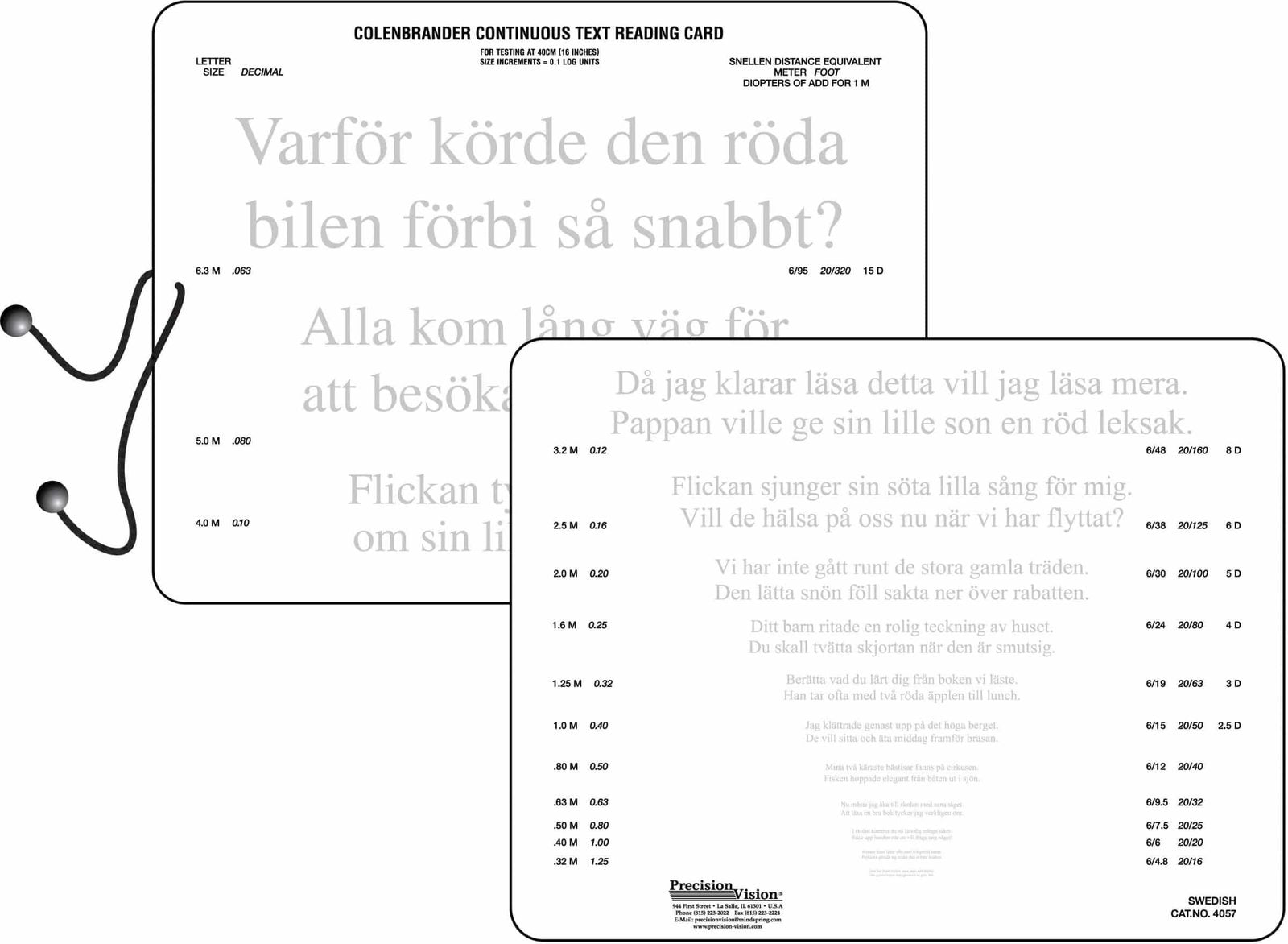 Continuous Text Near Vision Card - In Multiple Languages