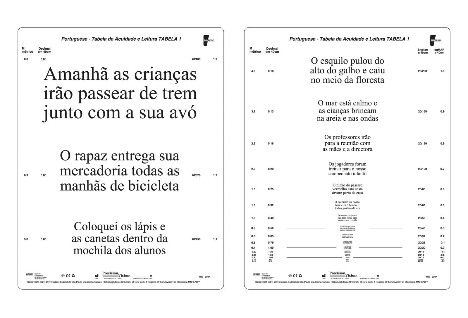 MNRead Chart - In Multiple Languages