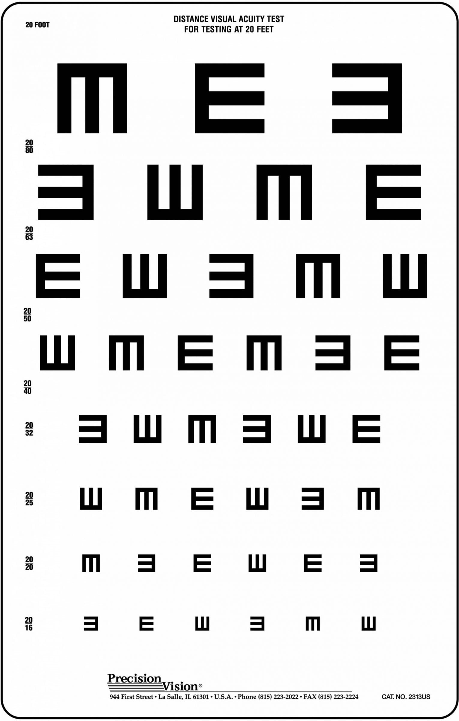 Translucent Tumbling "E" Vision Test Chart