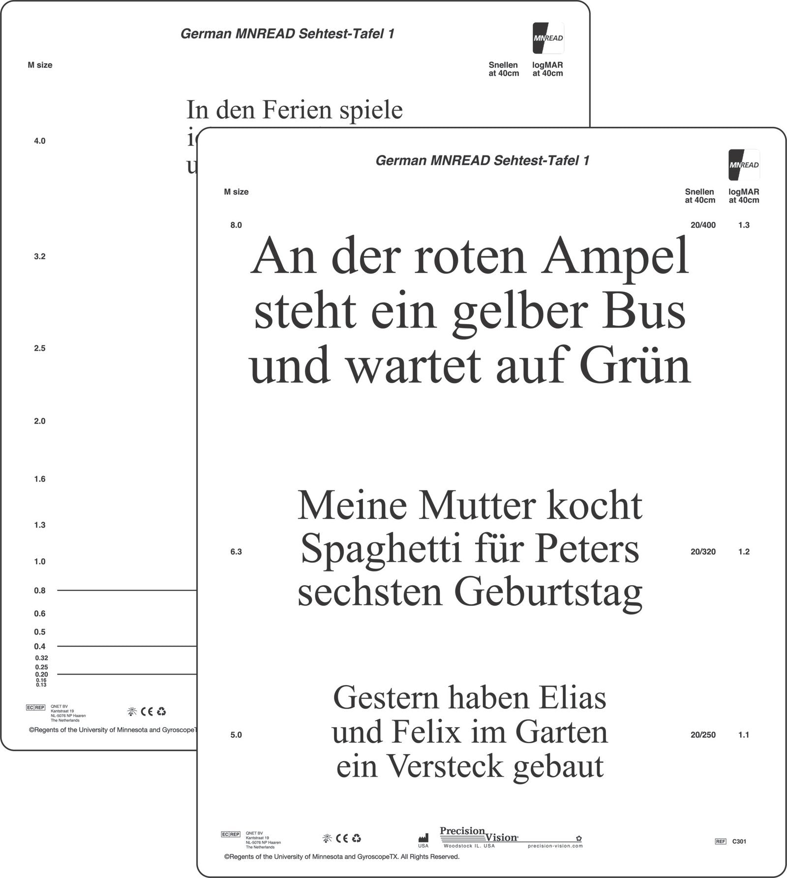 MNRead Chart - In Multiple Languages