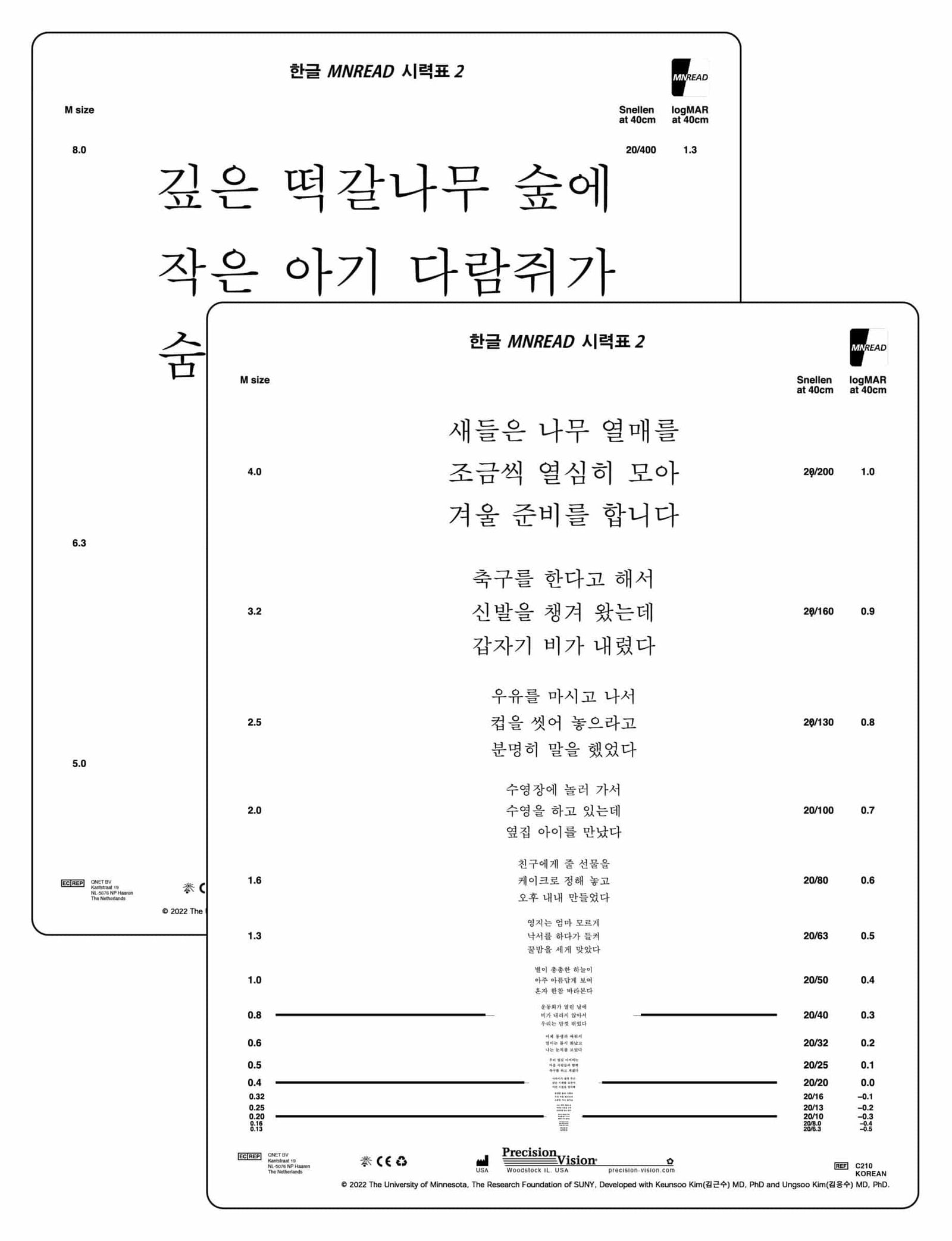 MNRead Chart - In Multiple Languages