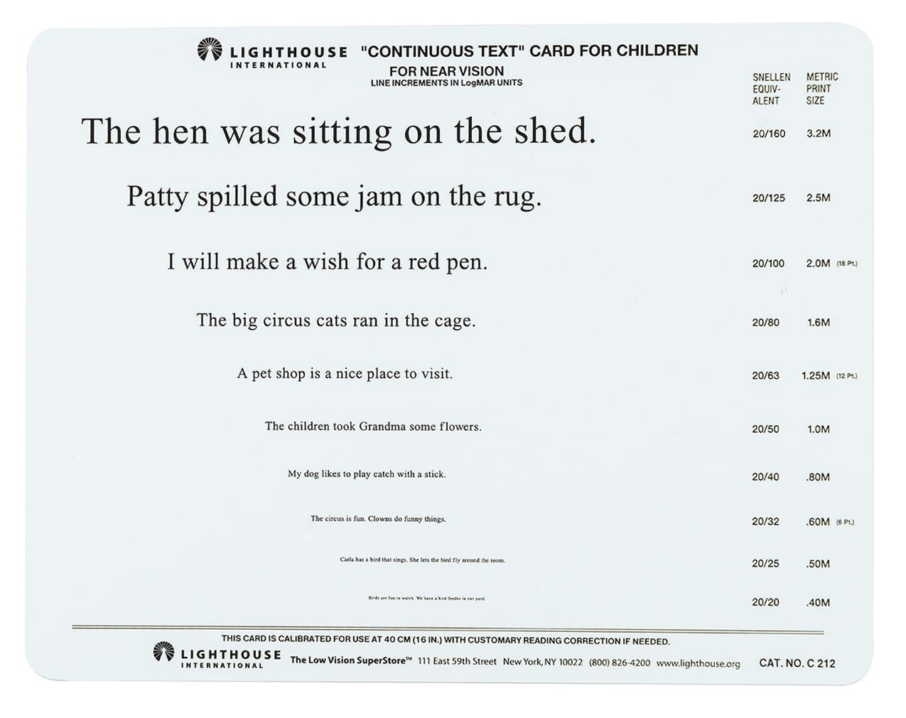 Lighthouse PowerCard "Bird" Continuous Text Card, 40cm / 16 in. LH 9264