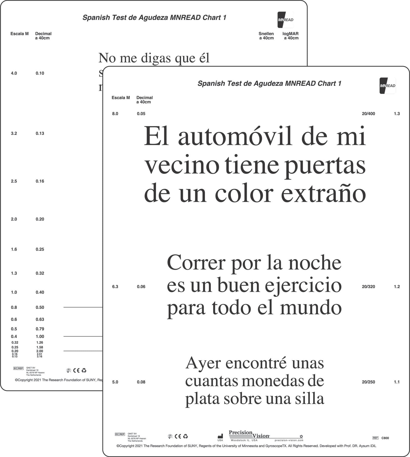 MNRead Chart - In Multiple Languages