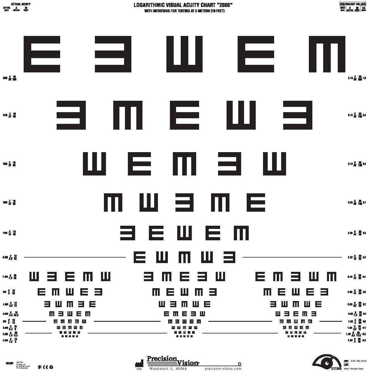 Tumbling "E" Folding Distance Chart