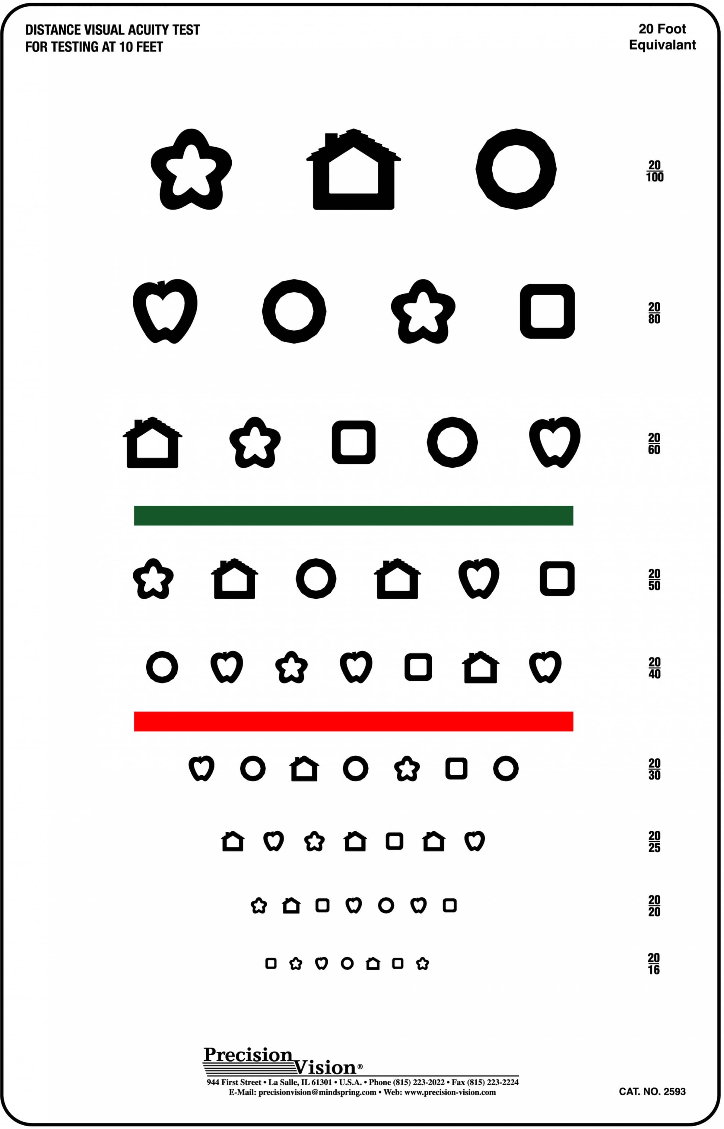 Patti Pics Red and Green Stripe Eye Chart - Precision Vision